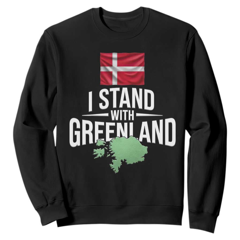 Denmark I Stand With Greenland Sweatshirt Danish Flag and Map Unity Support Protest TS02 Black Print Your Wear