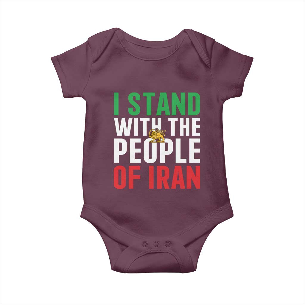 I Stand With The People of Iran Baby Onesie Iranian Revolution Freedom Supporter TS02 Maroon Print Your Wear