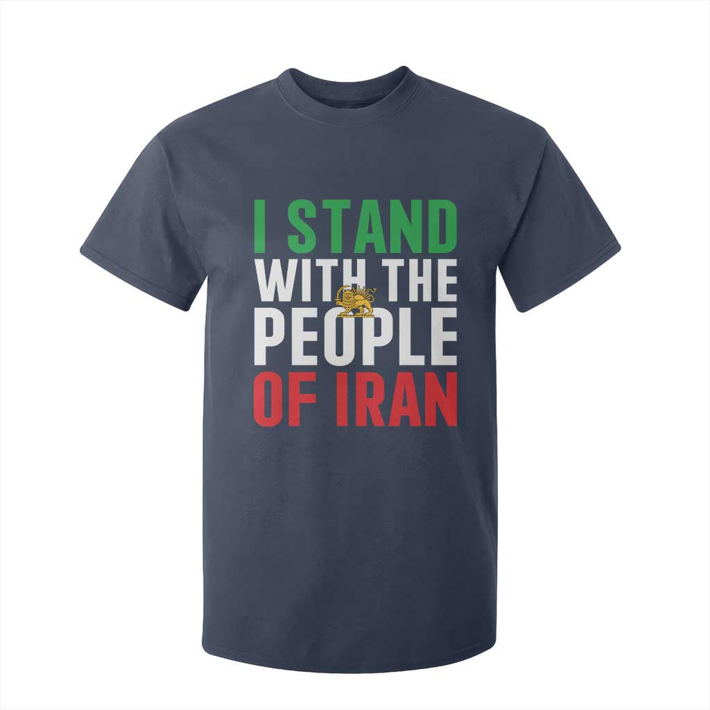 I Stand With The People of Iran T Shirt For Kid Iranian Revolution Freedom Supporter TS02 Navy Print Your Wear