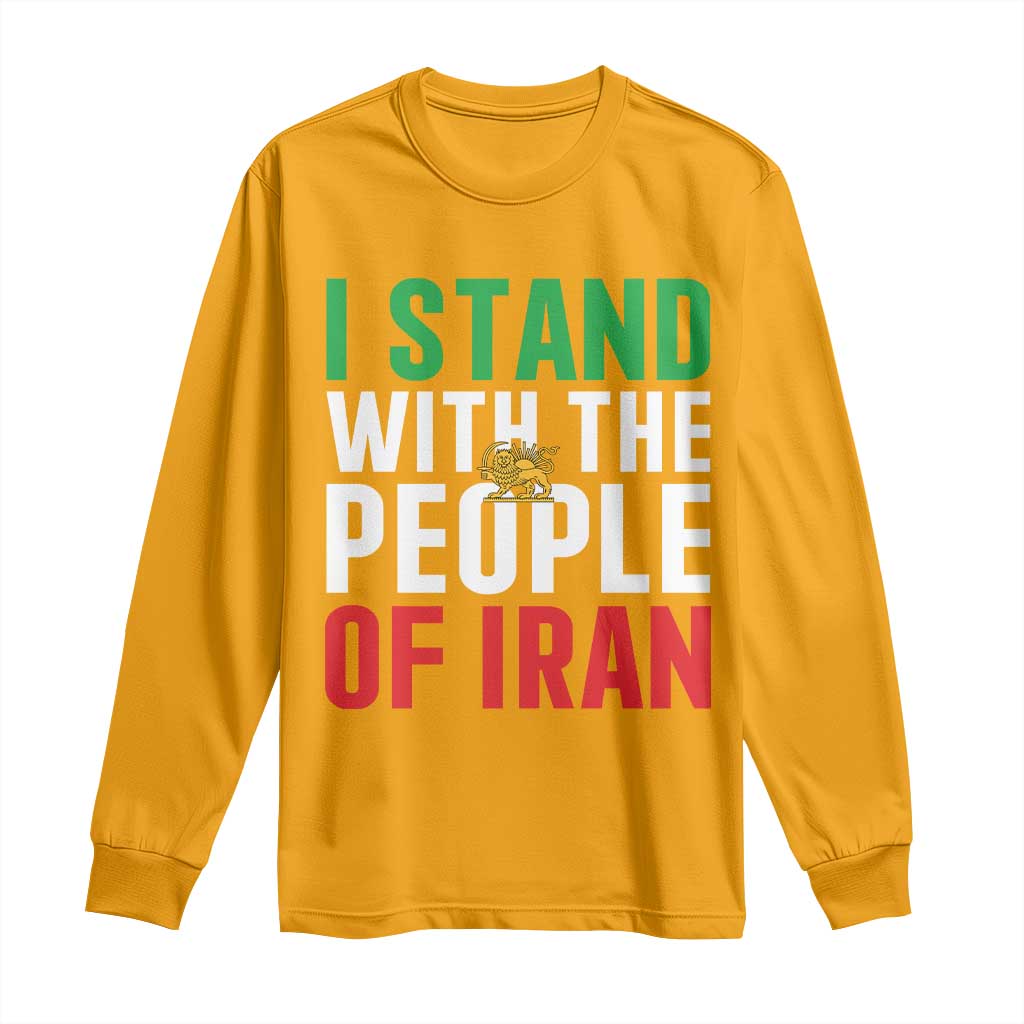 I Stand With The People of Iran Long Sleeve Shirt Iranian Revolution Freedom Supporter TS02 Gold Print Your Wear