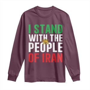 I Stand With The People of Iran Long Sleeve Shirt Iranian Revolution Freedom Supporter TS02 Maroon Print Your Wear