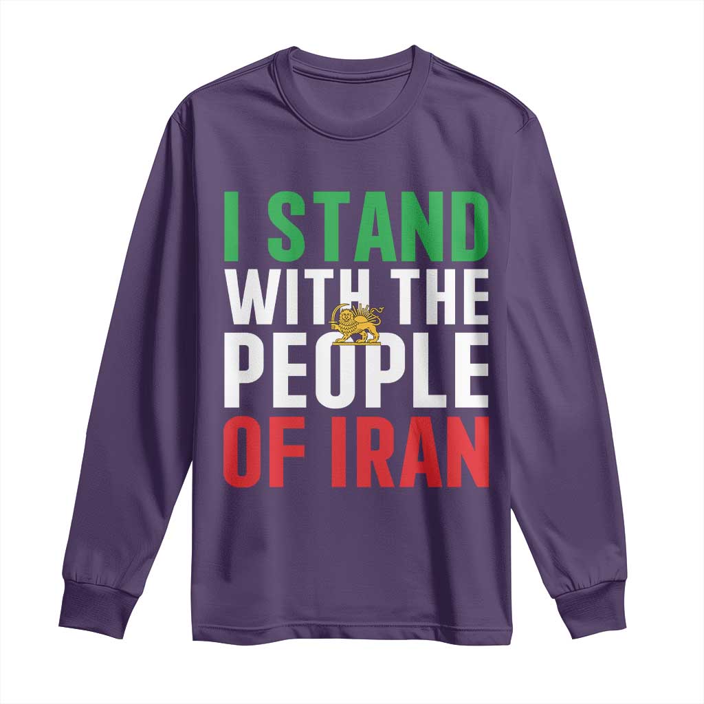 I Stand With The People of Iran Long Sleeve Shirt Iranian Revolution Freedom Supporter TS02 Purple Print Your Wear