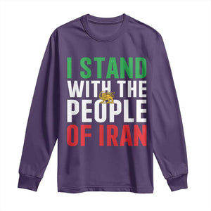I Stand With The People of Iran Long Sleeve Shirt Iranian Revolution Freedom Supporter TS02 Purple Print Your Wear