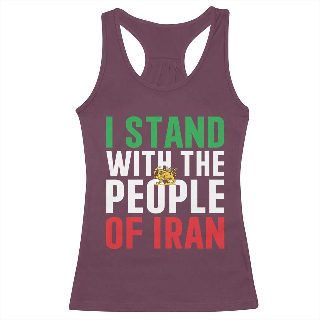 I Stand With The People of Iran Racerback Tank Top Iranian Revolution Freedom Supporter TS02 Maroon Print Your Wear