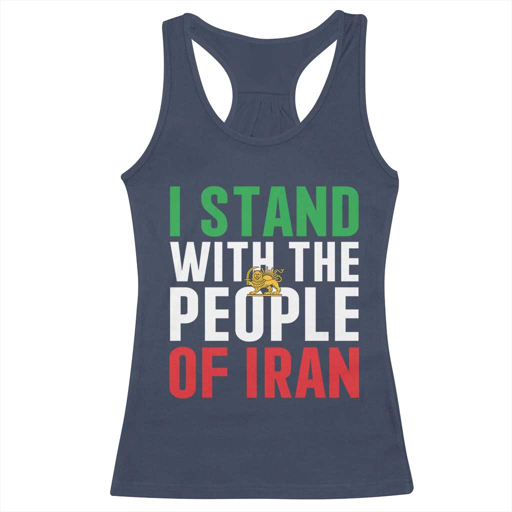 I Stand With The People of Iran Racerback Tank Top Iranian Revolution Freedom Supporter TS02 Navy Print Your Wear