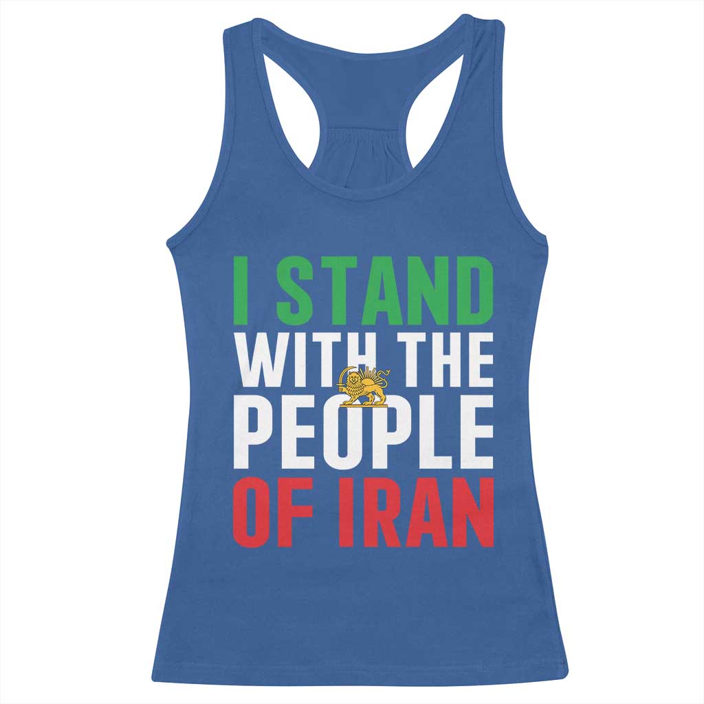 I Stand With The People of Iran Racerback Tank Top Iranian Revolution Freedom Supporter TS02 Royal Blue Print Your Wear