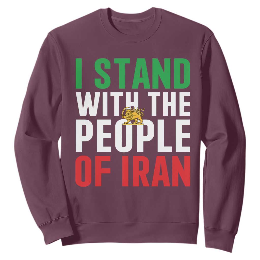 I Stand With The People of Iran Sweatshirt Iranian Revolution Freedom Supporter TS02 Maroon Print Your Wear