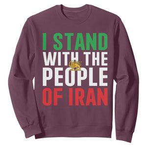 I Stand With The People of Iran Sweatshirt Iranian Revolution Freedom Supporter TS02 Maroon Print Your Wear