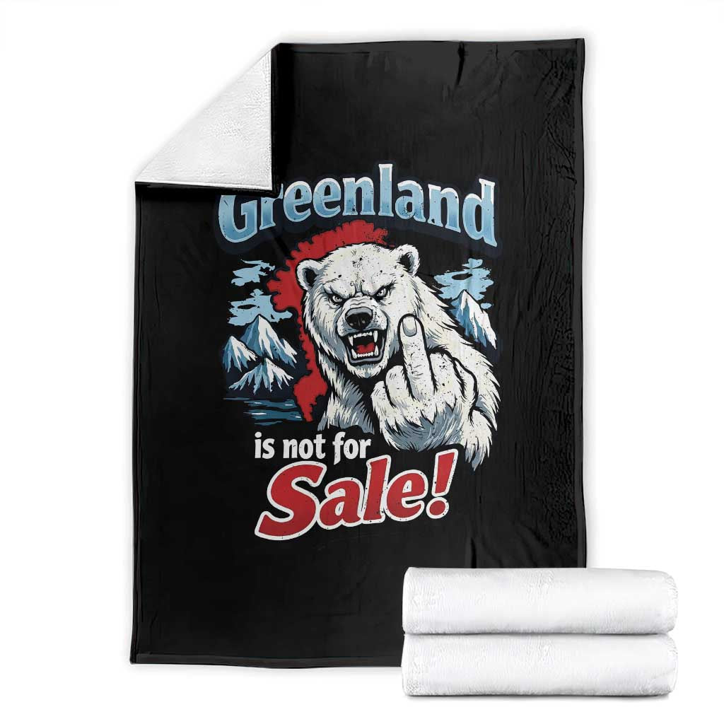 Greenland Is Not For Sale Protest Throw Blanket Aggressive Polar Bear with Middle Finger Graphic TS02 Black Print Your Wear