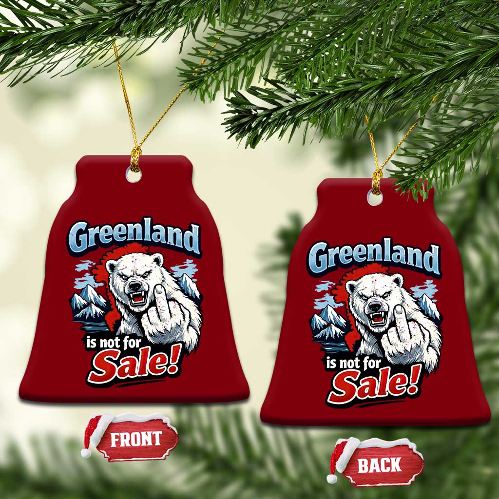 Greenland Is Not For Sale Protest Ceramic Ornament Aggressive Polar Bear with Middle Finger Graphic TS02 Print Your Wear