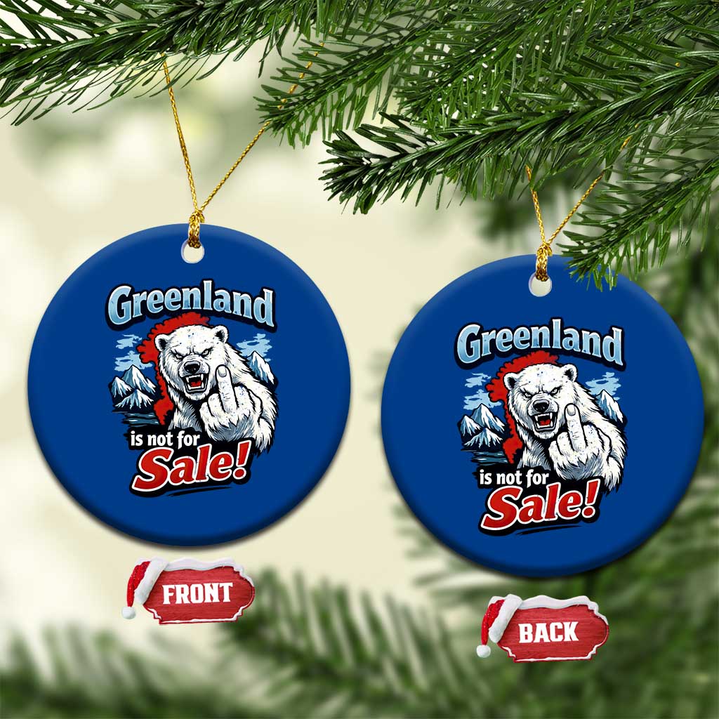Greenland Is Not For Sale Protest Ceramic Ornament Aggressive Polar Bear with Middle Finger Graphic TS02 1pc Blue Print Your Wear