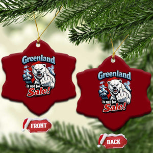 Greenland Is Not For Sale Protest Ceramic Ornament Aggressive Polar Bear with Middle Finger Graphic TS02 Print Your Wear