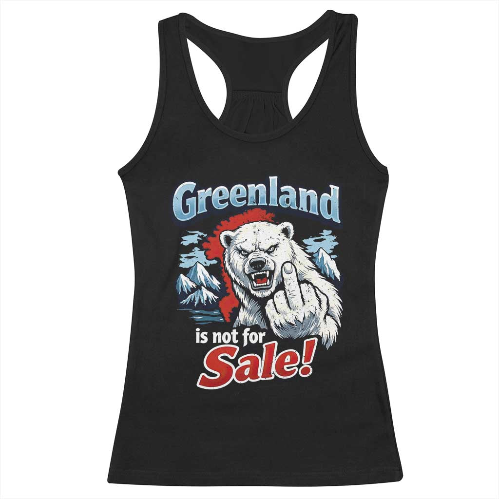Greenland Is Not For Sale Protest Racerback Tank Top Aggressive Polar Bear with Middle Finger Graphic TS02 Black Print Your Wear