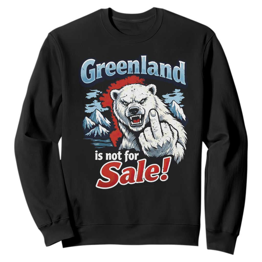 Greenland Is Not For Sale Protest Sweatshirt Aggressive Polar Bear with Middle Finger Graphic TS02 Black Print Your Wear