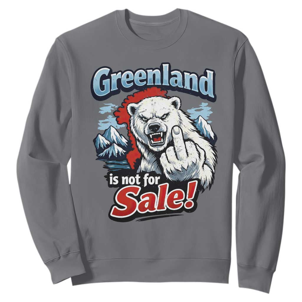 Greenland Is Not For Sale Protest Sweatshirt Aggressive Polar Bear with Middle Finger Graphic TS02 Charcoal Print Your Wear