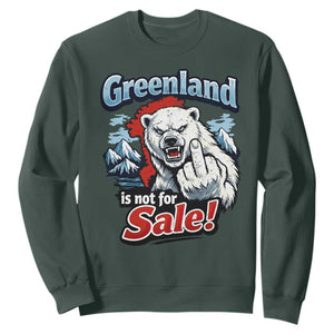 Greenland Is Not For Sale Protest Sweatshirt Aggressive Polar Bear with Middle Finger Graphic TS02 Dark Forest Green Print Your Wear