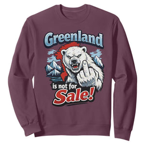 Greenland Is Not For Sale Protest Sweatshirt Aggressive Polar Bear with Middle Finger Graphic TS02 Maroon Print Your Wear