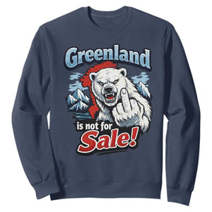 Greenland Is Not For Sale Protest Sweatshirt Aggressive Polar Bear with Middle Finger Graphic TS02 Navy Print Your Wear