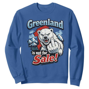 Greenland Is Not For Sale Protest Sweatshirt Aggressive Polar Bear with Middle Finger Graphic TS02 Royal Blue Print Your Wear