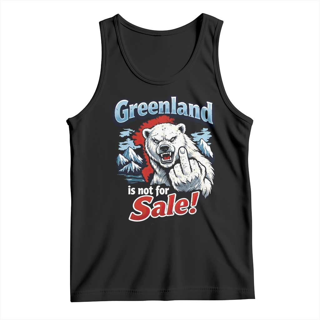 Greenland Is Not For Sale Protest Tank Top Aggressive Polar Bear with Middle Finger Graphic TS02 Black Print Your Wear