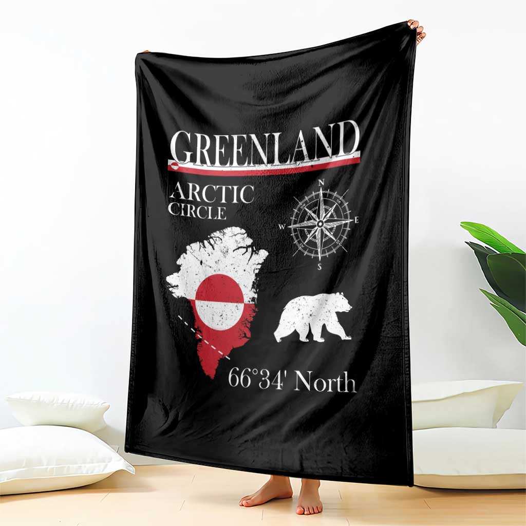 Greenland Arctic Circle Throw Blanket Map Compass and Polar Bear Adventure TS02 Print Your Wear