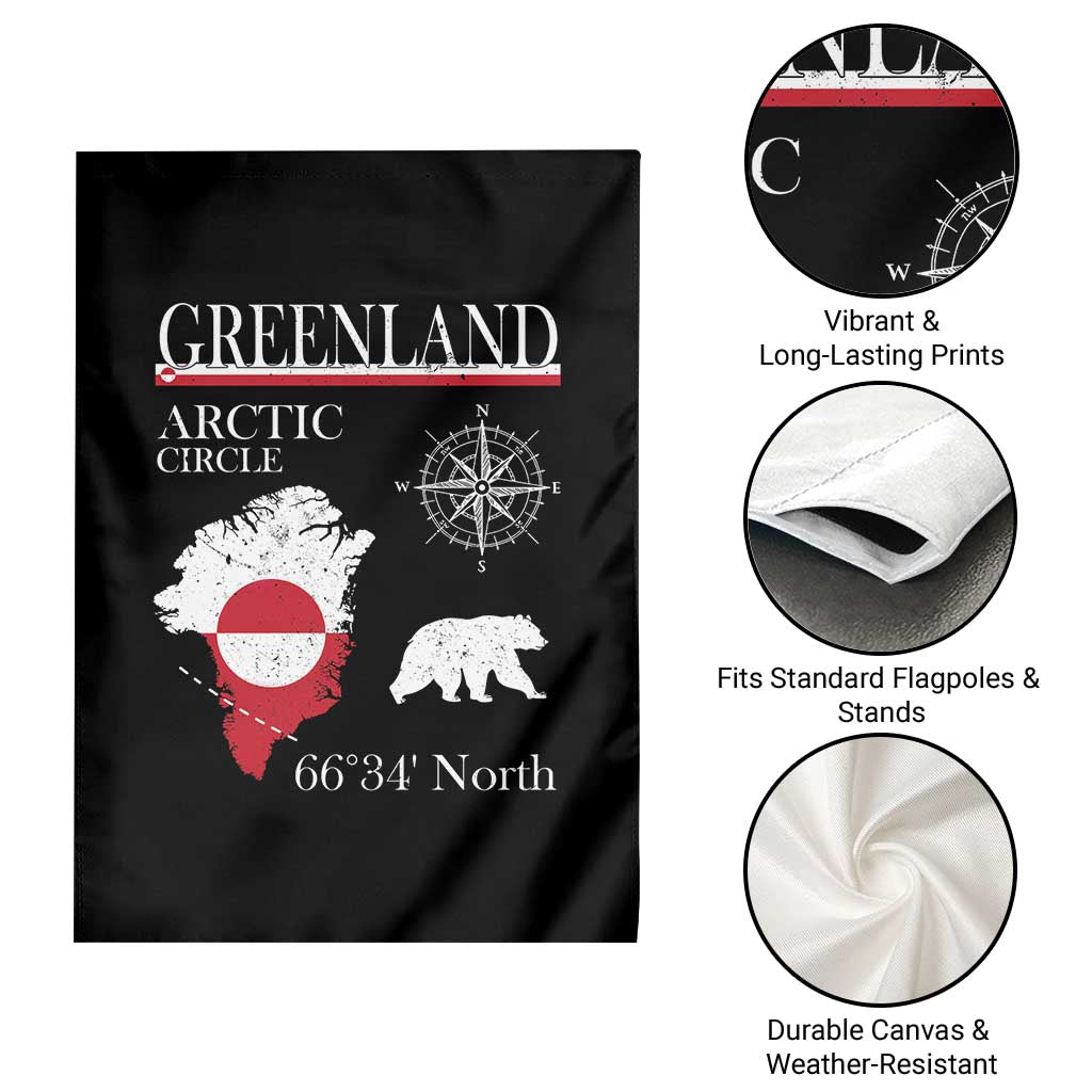 Greenland Arctic Circle Garden Flag Map Compass and Polar Bear Adventure TS02 Print Your Wear