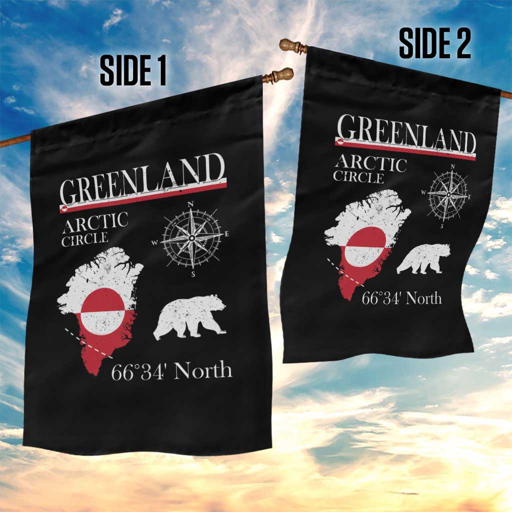 Greenland Arctic Circle Garden Flag Map Compass and Polar Bear Adventure TS02 Print Your Wear
