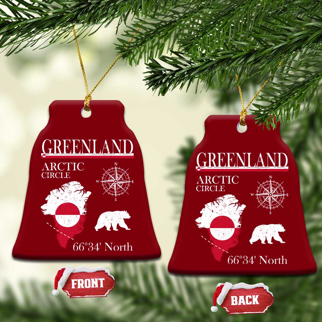 Greenland Arctic Circle Ceramic Ornament Map Compass and Polar Bear Adventure TS02 Print Your Wear
