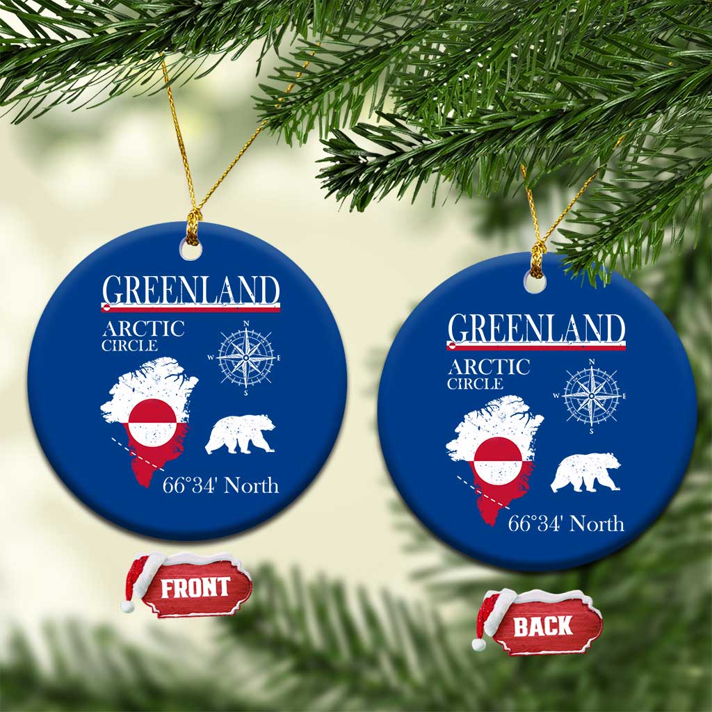 Greenland Arctic Circle Ceramic Ornament Map Compass and Polar Bear Adventure TS02 1pc Blue Print Your Wear