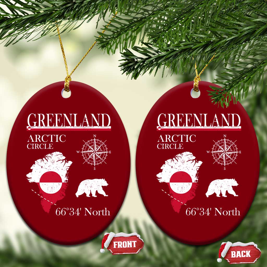 Greenland Arctic Circle Ceramic Ornament Map Compass and Polar Bear Adventure TS02 Print Your Wear