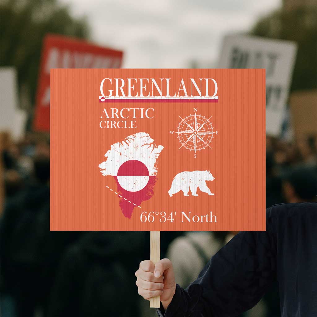 Greenland Arctic Circle Protest Sign Map Compass and Polar Bear Adventure TS02 Horizontal 18