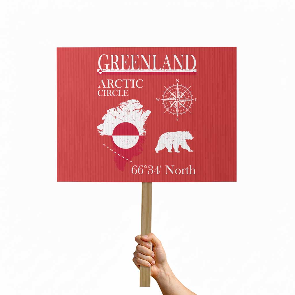 Greenland Arctic Circle Protest Sign Map Compass and Polar Bear Adventure TS02 Horizontal 18
