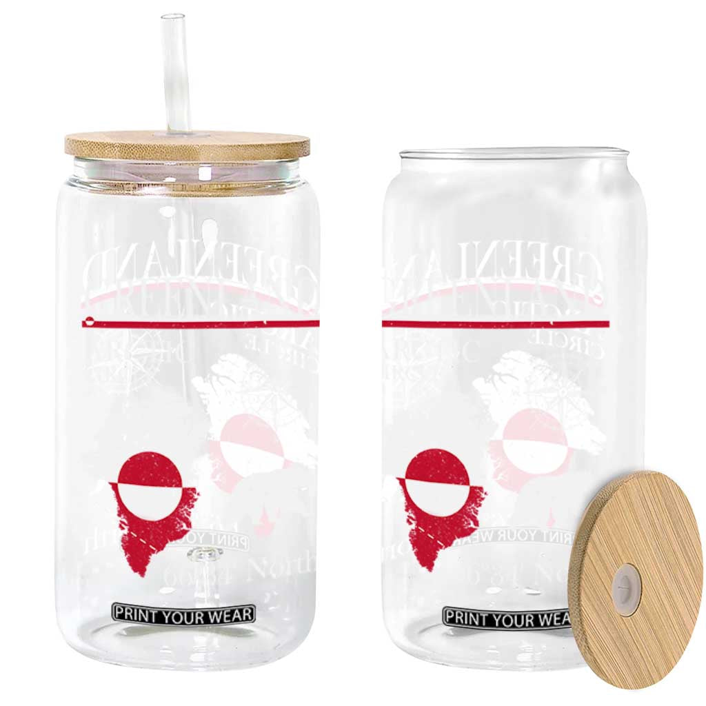 Greenland Arctic Circle Glass Can Map Compass and Polar Bear Adventure TS02 Print Your Wear
