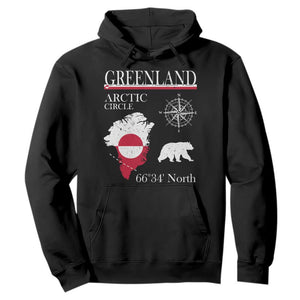 Greenland Arctic Circle Hoodie Map Compass and Polar Bear Adventure TS02 Black Print Your Wear