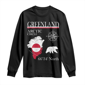 Greenland Arctic Circle Long Sleeve Shirt Map Compass and Polar Bear Adventure TS02 Black Print Your Wear