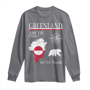 Greenland Arctic Circle Long Sleeve Shirt Map Compass and Polar Bear Adventure TS02 Charcoal Print Your Wear