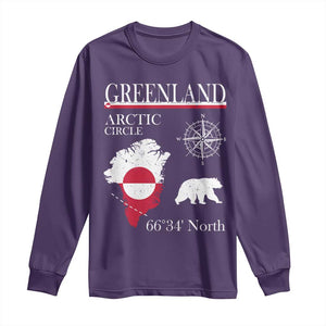 Greenland Arctic Circle Long Sleeve Shirt Map Compass and Polar Bear Adventure TS02 Purple Print Your Wear