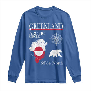Greenland Arctic Circle Long Sleeve Shirt Map Compass and Polar Bear Adventure TS02 Royal Blue Print Your Wear