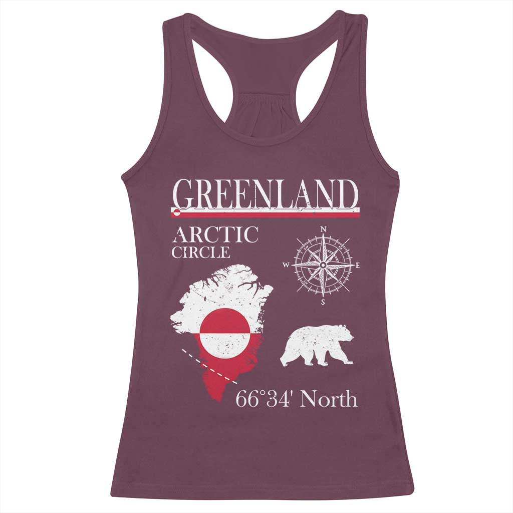 Greenland Arctic Circle Racerback Tank Top Map Compass and Polar Bear Adventure TS02 Maroon Print Your Wear
