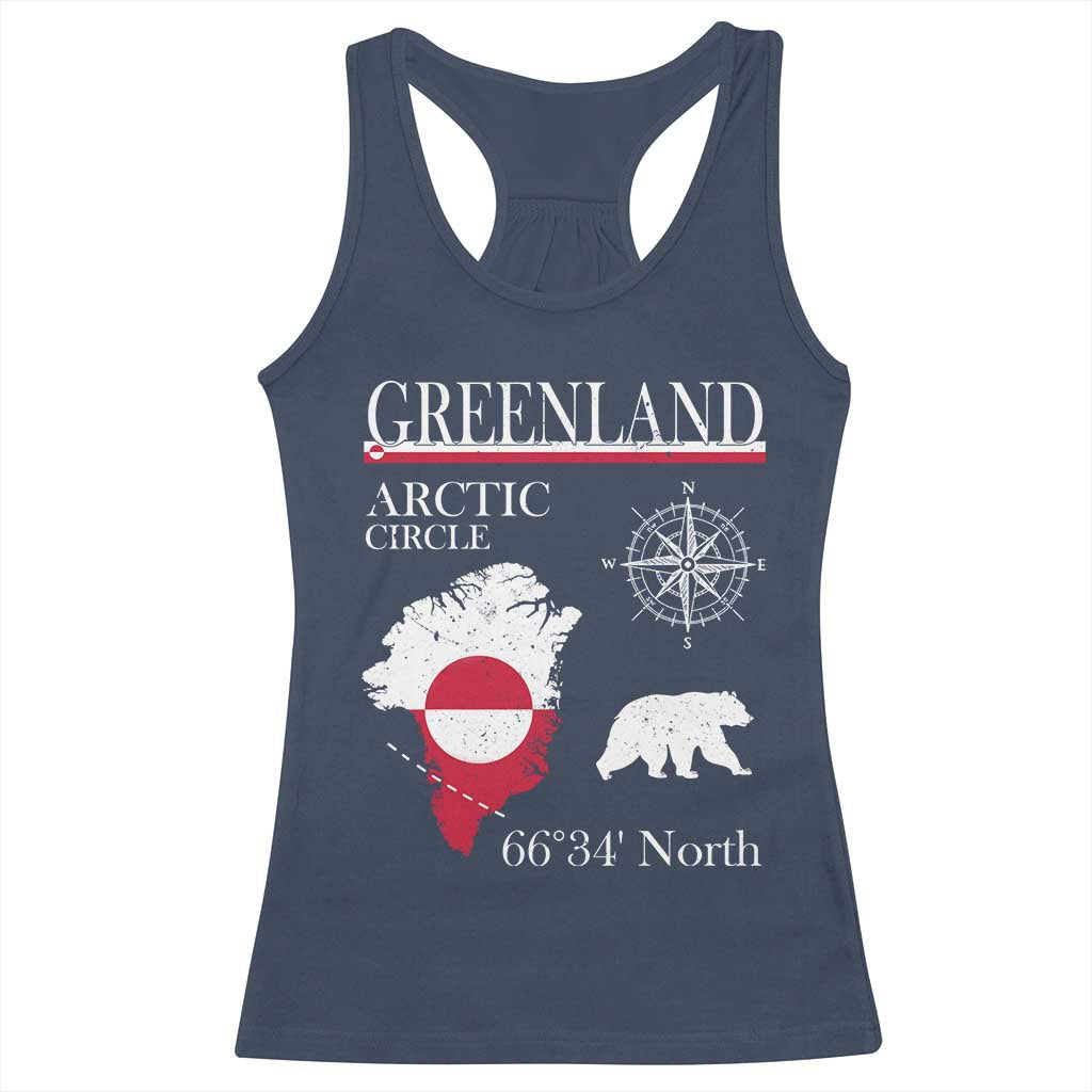 Greenland Arctic Circle Racerback Tank Top Map Compass and Polar Bear Adventure TS02 Navy Print Your Wear