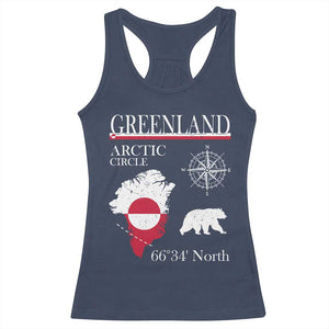 Greenland Arctic Circle Racerback Tank Top Map Compass and Polar Bear Adventure TS02 Navy Print Your Wear