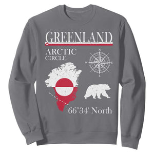 Greenland Arctic Circle Sweatshirt Map Compass and Polar Bear Adventure TS02 Charcoal Print Your Wear
