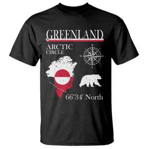 Greenland Arctic Circle T Shirt Map Compass and Polar Bear Adventure TS02 Black Print Your Wear