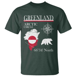 Greenland Arctic Circle T Shirt Map Compass and Polar Bear Adventure TS02 Dark Forest Green Print Your Wear