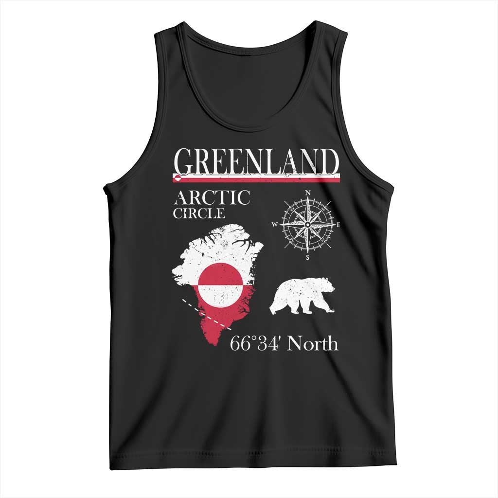 Greenland Arctic Circle Tank Top Map Compass and Polar Bear Adventure TS02 Black Print Your Wear