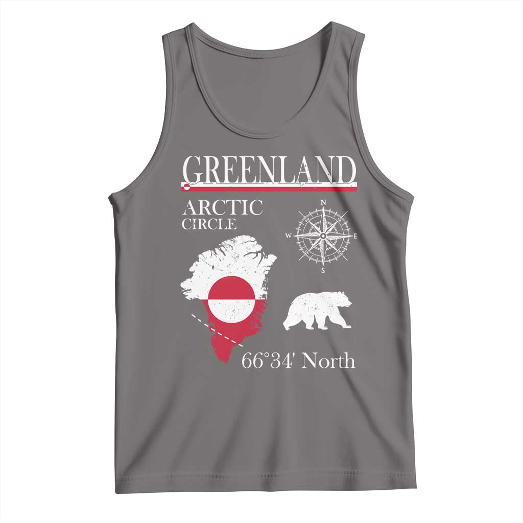 Greenland Arctic Circle Tank Top Map Compass and Polar Bear Adventure TS02 Deep Heather Print Your Wear