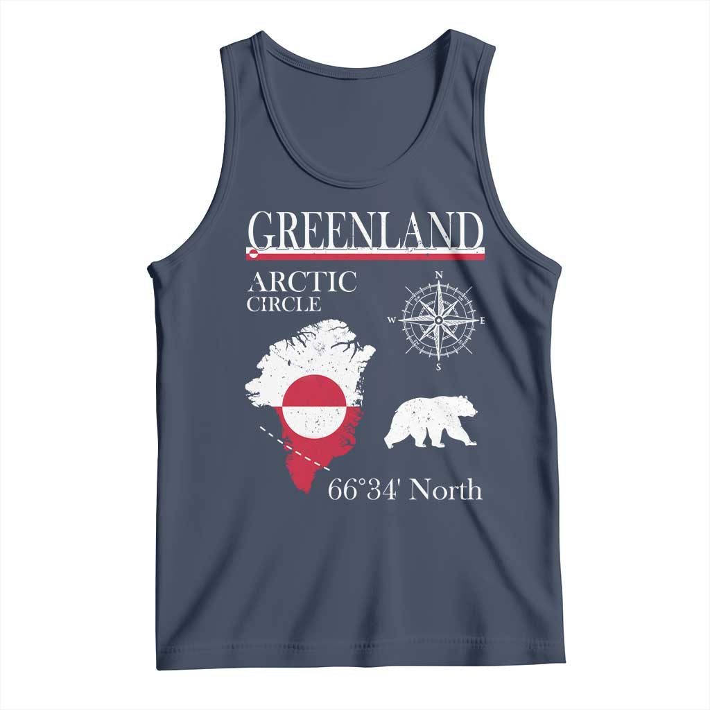 Greenland Arctic Circle Tank Top Map Compass and Polar Bear Adventure TS02 Navy Print Your Wear