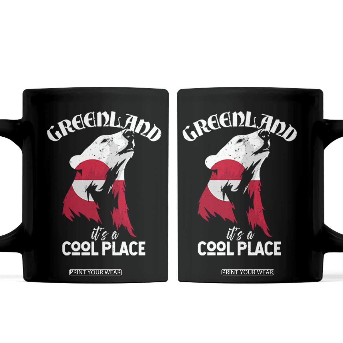 Polar Bear Greenland Flag Graphic Coffee Mug It's a Cool Place Arctic Circle TS02 Black Print Your Wear