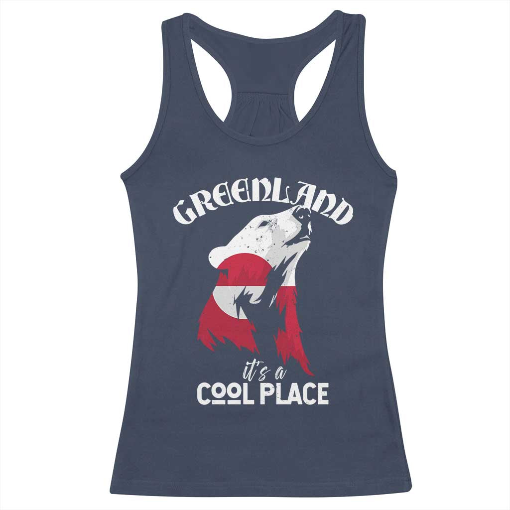Polar Bear Greenland Flag Graphic Racerback Tank Top It's a Cool Place Arctic Circle TS02 Navy Print Your Wear