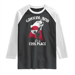 Polar Bear Greenland Flag Graphic Raglan Shirt It's a Cool Place Arctic Circle TS02 Black White Print Your Wear
